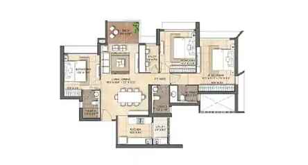 Floor Plan 3 BHK-1111 Sq.ft.